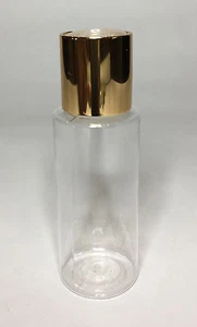 Empty 100ml PET Plastic Cylindrical Bottles + Shiny Gold Disc Top *ANY AMOUNT* - Picture 1 of 3