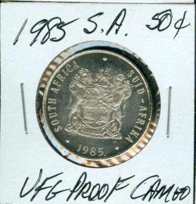 1985 SOUTH AFRICA 50 CENTS ULTRA FINEST PROOF CAMEO   99 CENTS SHIPPING  . - Image 1 of 2