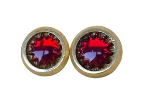 Vintage Shields Gold Tone and Red Glass Starburst Cufflinks - Picture 1 of 6