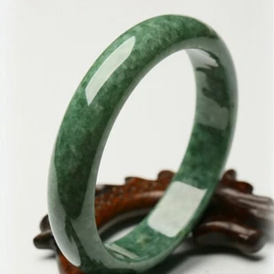 54mm-64mm Glossy Hand Carved Bracelet Beautiful Bangle Chinese Green Jade - Picture 1 of 9