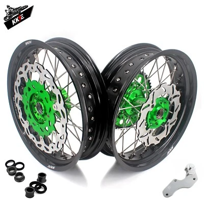 KKE 17" Motard Super-moto Wheels Rims Fit KAWASAKI KX250F KX450F 2006-2018 Discs - Imagem 1 de 4