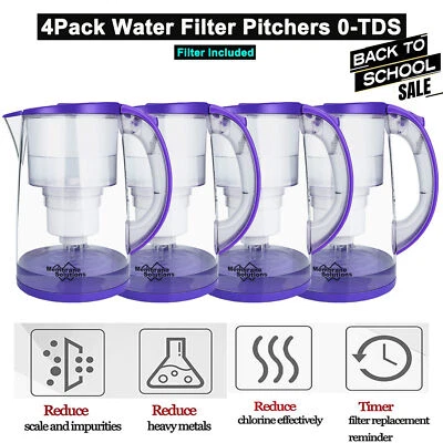 4pcs 3.5L Water Filter Pitcher 4Stage UF Filtration Jug Purple Drinking Filtrate - Image 1 of 4