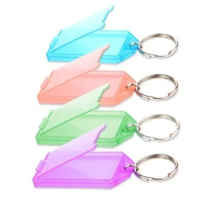 20 Pcs Small Colorful Key Tags with Transparent Covers & Split Rings & ID Labels - Picture 1 of 14