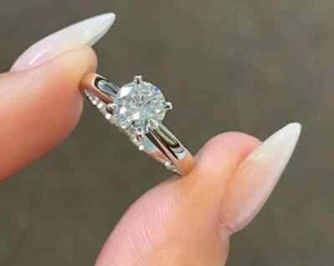 Damen-Ehering 2 kt Rundschliff Lab Created Diamant 14 kt Weißgold vergoldet. - Bild 1 von 10