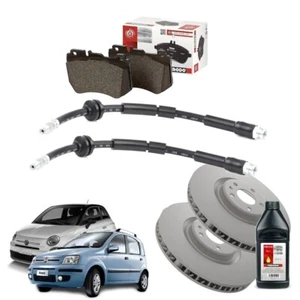 KIT FRENI ANTERIORI DISCHI PASTIGLIE FERODO TUBI FRENO FIAT 500 PANDA 169 BENZ - Foto 1 di 1