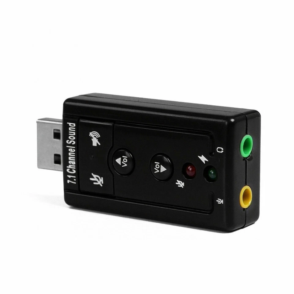 USB 2.0 External 7.1 Channel 3D Virtual Sound Card Mic Adapter Laptop PC #15 NEW - Image 1 of 4