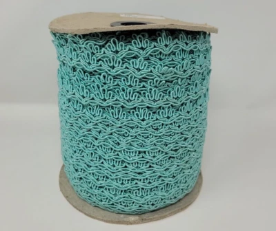 Carrete a granel 5/8" azul satinado borde festoneado bucle picot recorte costura artesanías 110 yardas Foto 1 de 4