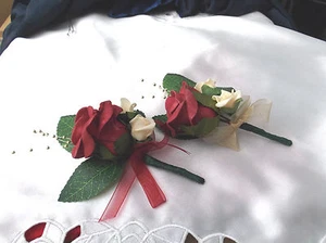 Borgoña/Melocotón/Dorado Cuentas Spray Ojal - Flores Boda - por Valerie J - Imagen 1 de 6