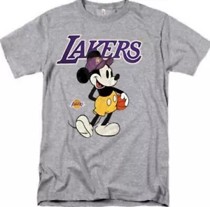 NEW!! L.A LAKERS MICKEY MOUSE RETRO DISTRESSED MEN'S TEE SIZE XL - Picture 1 of 2