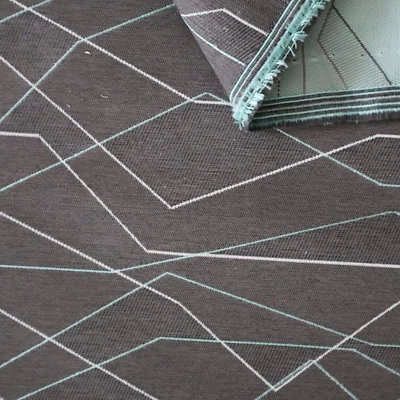 Tela de tapicería MCM Architex de colección "borde de corte" gris, azul lineal 8,5 yardas Foto 1 de 4