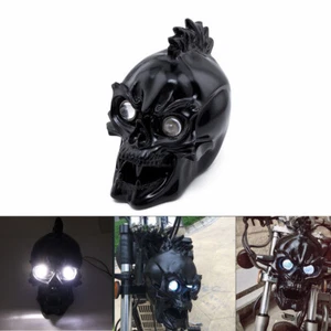 Lámpara de faro LED calavera negra para motocicleta para Harley Choppers Cruiser personalizada - Imagen 1 de 8