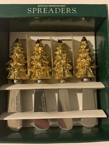 Juego de 4 esparcidores de queso de árbol de Navidad de oro y acero inoxidable de colección - Imagen 1 de 4