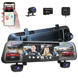 4 Cameras Dash Cam HD 1080P WIFI GPS 360 Degree Panoramic View Rearview Mirror - Picture 1 of 18