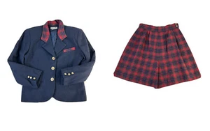 Vintage 80er Damen 12 Blazer Jacke kariert Plissee Shorts Anzug 2-teiliges Set Grunge - Bild 1 von 17