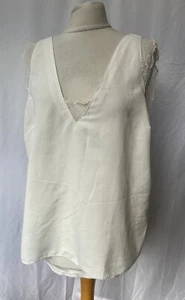ASOS Women's White Sleeveless V Neck Lace Top Size 14 - Picture 1 of 12