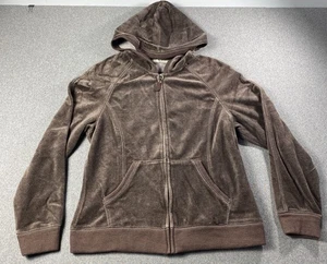 Sudadera con capucha vintage de terciopelo marrón FU-DA talla M  - Imagen 1 de 3