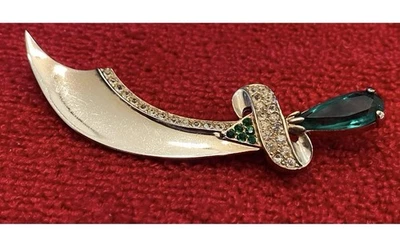 Cimitarra ORO/VERMIEL Con GRAN ESMERALDA Y DIAMANTE TALLA PEDRERÍA/¡IMPRESIONANTE!!! Foto 1 de 4