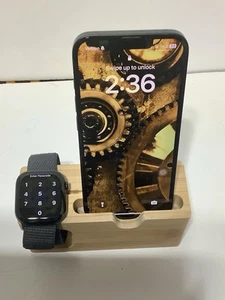 Wooden Charging Dock Station Bamboo Holder Stand iPhone Apple Watch Organizer - Photo 1 sur 9