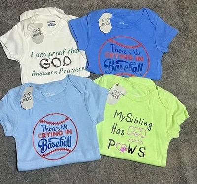 Body Bebé Infantil Una Pieza Humor Divertido 6-9 Meses Lote de 4 Niños Foto 1 de 4