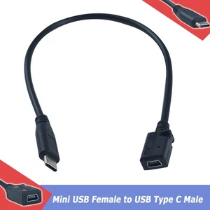 Mini USB Female to USB Type C Male Jack Plug Cable Lead Cord Adapter Converter - Picture 1 of 6