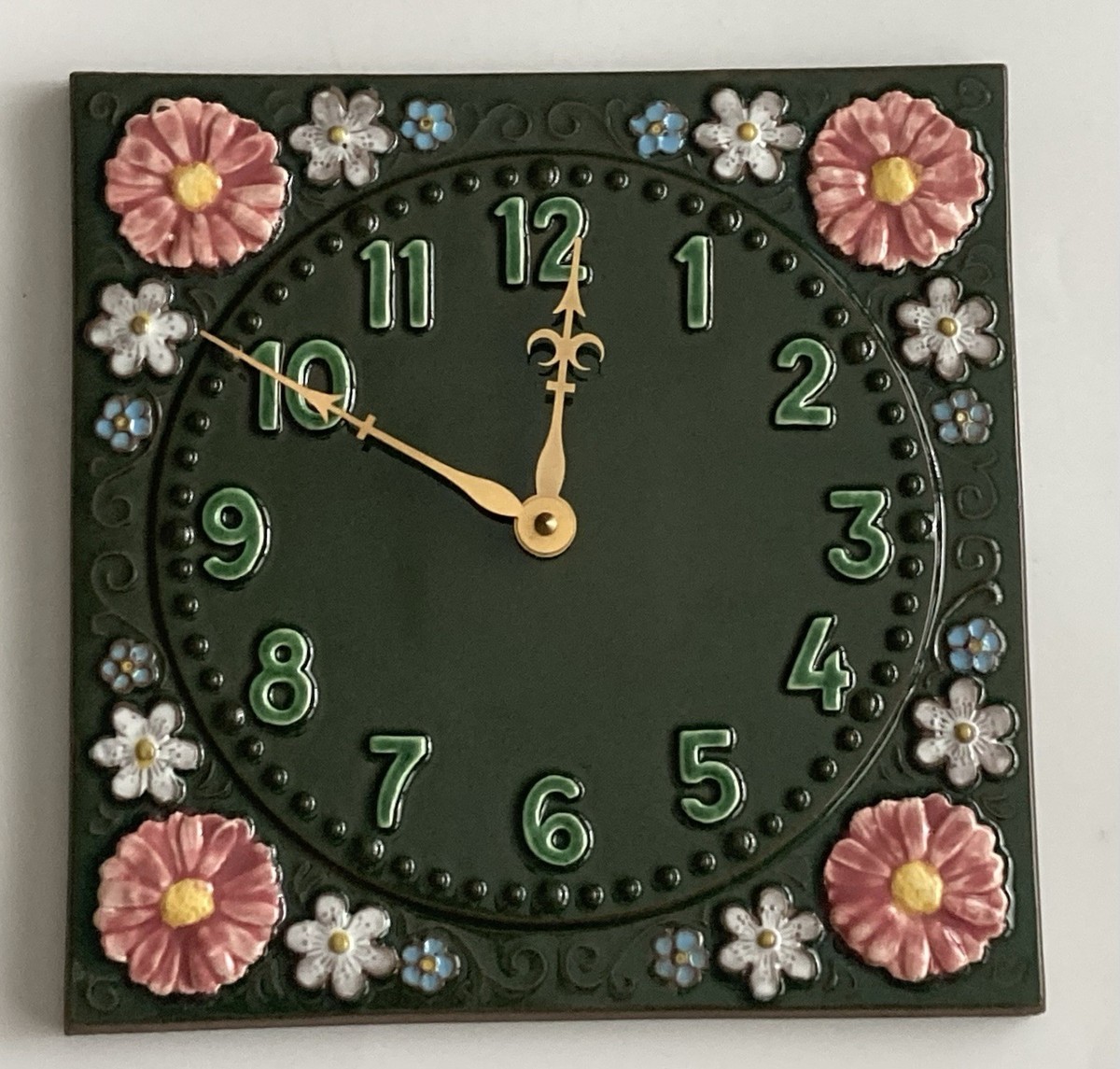JIE GANTOFTA Sweden # 993 Pottery Floral Wall Clock Tile Aimo