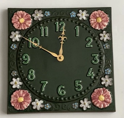 JIE GANTOFTA Suecia # 993 Cerámica Floral Reloj de Pared Azulejo Aimo Nietosvuori Años 70 Foto 1 de 4