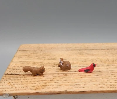 OOAK 1/4 Scale Sculpted Animals Bunny Bird Squirrel Dollhouse Miniature 1:48 - Image 1 of 4