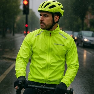 Endura Pakajak Hi Viz Yellow Cycling Jacket Men’s Large L Packable Windproof - Picture 1 of 5