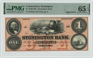 CT415G8a $1 Stonington, Connecticut obsoleto anni 1850 - 60 PMG 65 epq 949719-12 - Foto 1 di 3