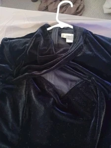 DressBarn Womens Whimsigoth Velvet Maxi Dress Size 12 Witchy Black Eyehole - Bild 1 von 11