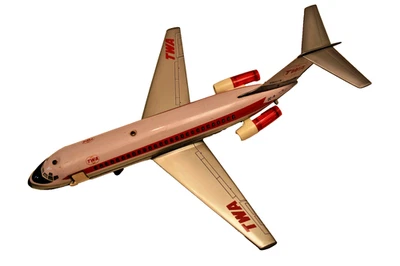 Nomura T.N. vintage Avión Japón Tin Litho TWA DC-9 a batería avión juguete jet Foto 1 de 4