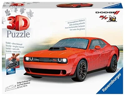 Ravensburger - 3D Puzzle Dodge Challenger Scat Pack Red, 165 Pezzi, 10+ Anni - N - Immagine 1 di 4