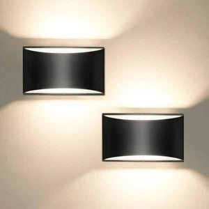 Yansun 8 Zoll 1-Licht Schwarz Moderne Laterne Wandleuchte Up Down Wandhalterung 2er Pack - Bild 1 von 8