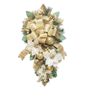 Botín de flor de pascua de oro blanco - Árbol de Navidad artesanal decoración navideña - Imagen 1 de 2
