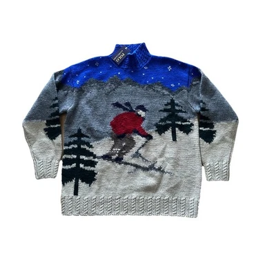 Suéter de Esquí de Colección Años 90 Ralph Lauren Tejido a Mano Lana Nuevo con Etiquetas Aire Libre Alpino Invierno Talla M Foto 1 de 4