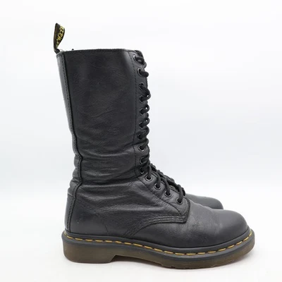 Botas de combate Doc Dr. Martens para mujer talla 7 cuero negro 14 ojos media pantorrilla Foto 1 de 4