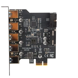PCI-E To 5 Port USB 3.0 19 Pin PCI Express Expansion Card Connector NEW - Afbeelding 1 van 9
