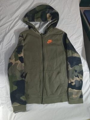 Nike Camo Hoodie Youth Size Large  Boys/Girls Hooded Sweatshirt. Orange Swoosh - Image 1 of 4