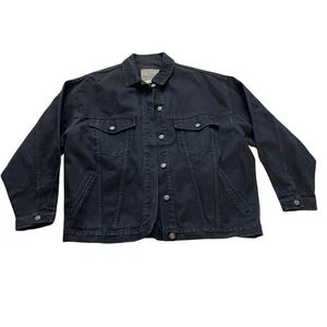 Jordache trucker jacket mens 1X XL black denim jean 100% cotton extra large - Picture 1 of 5