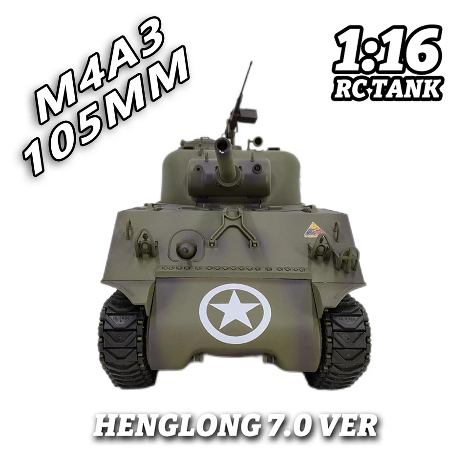 HengLong M4A3 Sherman 1:16 Rc Tank "THE FURY" Smoke Sound BB Gun Infrared 2.4Gml - Image 1 of 4