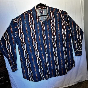 Vtg Panhandle Slim Western Men's Shirt 3XLT Rodeo Aztec,Blue Brown - Picture 1 of 8