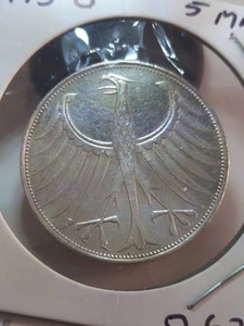 Germany 1973 G 5 Mark UNC. 0.625 Silver Coin KM # 112.1 (F781) - Picture 1 of 2