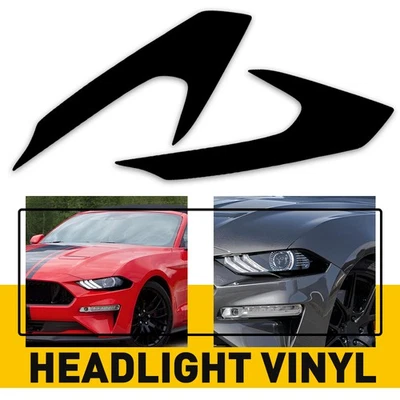 For 2018-2021 Ford Mustang Precut SMOKE Headlight Side Marker Overlay Tint I - Image 1 of 4