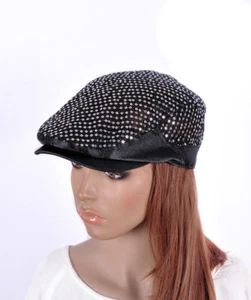 Primavera/Verano Brillante Lentejuelas Malla Encaje Newsboy Golf Hiedra Gatsby Gorra Sombrero Negro - Imagen 1 de 6