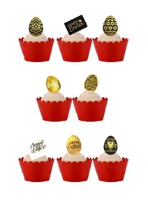 34 Stand Up Patrón Oro Negro Comestible Oblea Papel Feliz Huevo de Pascua Pasteleros - Imagen 1 de 2