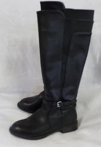 New Directions Knee High Boots Size 6.5 M NWOT Black Synthetic Straps W Buckle - Picture 1 of 11
