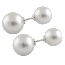 Fancy sterling silver rhodium plated T-shirt earrings with shell pearls ESR-177
