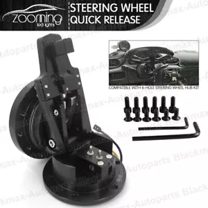 Black Security lock Adjustable 90° Flip Up Tilt Quick Release Steering Wheel - Foto 1 di 9