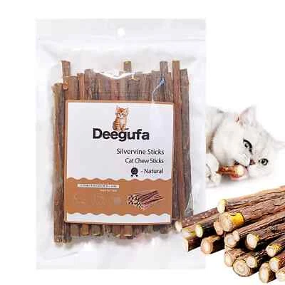 DEEGUFA Natural Organic Catnip Sticks Silverine Matatabi Chew Sticks for Cat, 35 Pcs