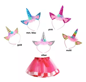 Girl Party Tulle Tutu Skirt Pink Unicorn Headband Birthday Princess Carnival - Picture 1 of 10